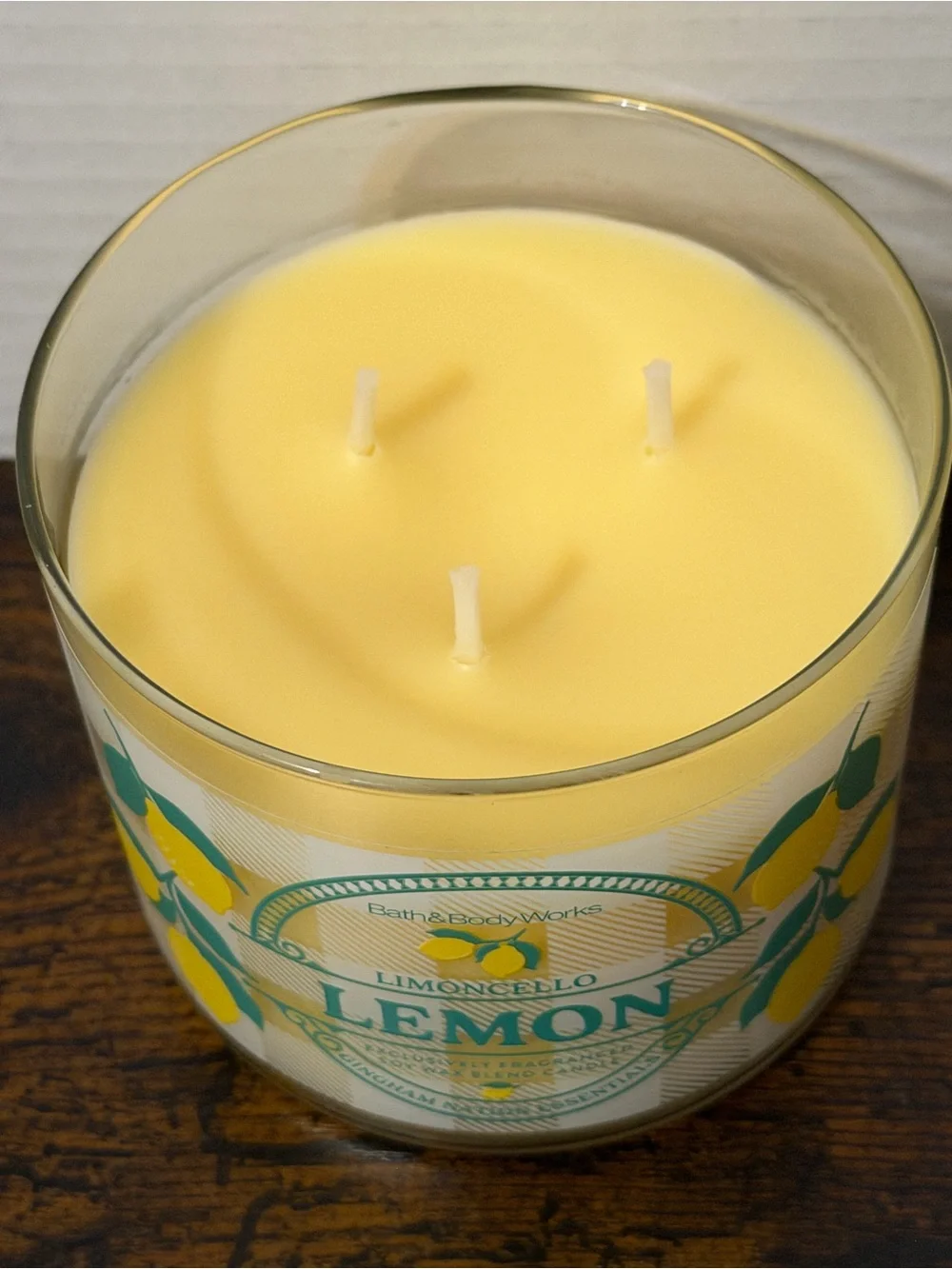 Bath & Body Works Lemon Limoncello 3-Wick Candle - Yellow & Green